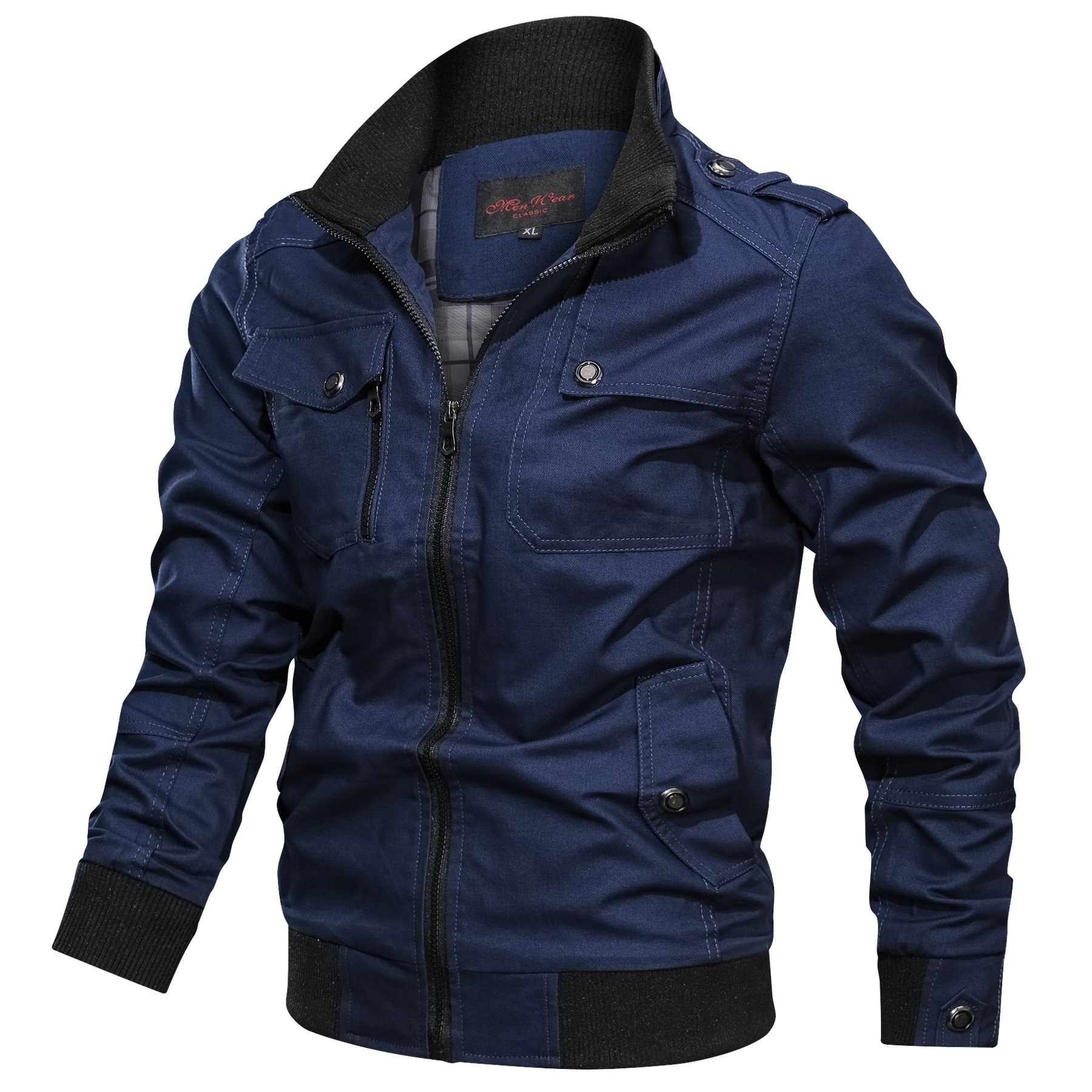 Men Autumn Cotton Windbreaker Coat Men's Bomber Jackets Cargo Flight Jacket Male Clothes Stand Collar Jacket Unisex