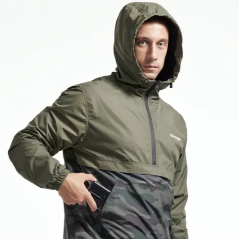 High Quality 100% Polyester Half Zipper Men Bomber Jacket Sublimated Pullover Camo Design Custom Windbreaker Jacket