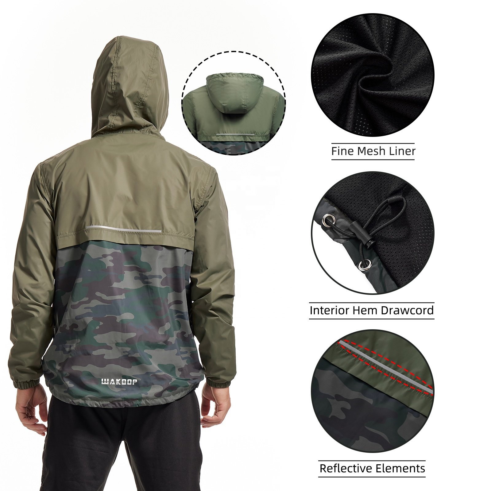 High Quality 100% Polyester Half Zipper Men Bomber Jacket Sublimated Pullover Camo Design Custom Windbreaker Jacket