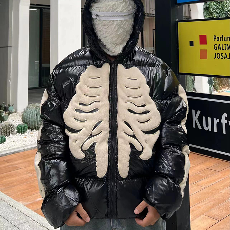 for men custom logo puff jacket with hood women men custom puff printing jacket Bubble Padded Men's Puff Jacket