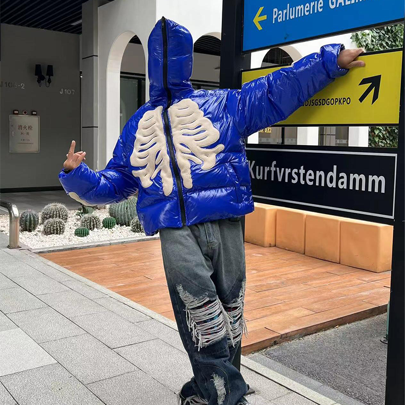 for men custom logo puff jacket with hood women men custom puff printing jacket Bubble Padded Men's Puff Jacket