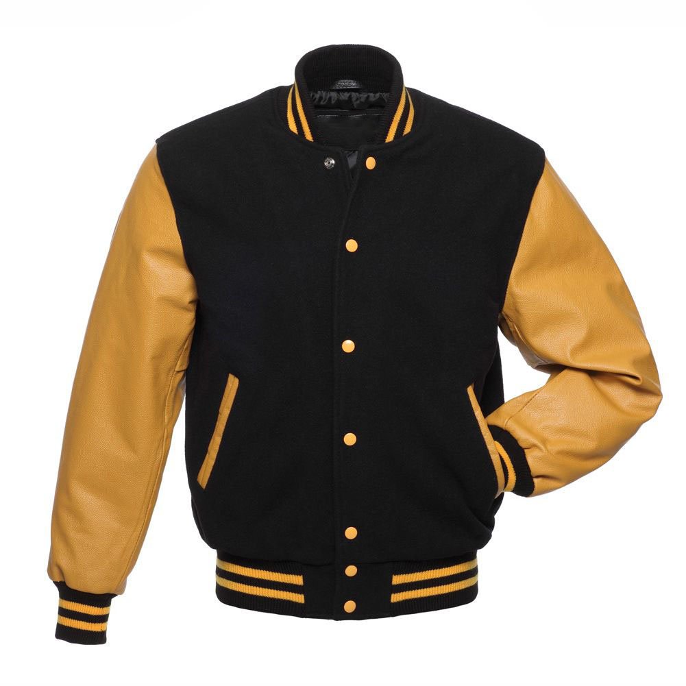 Custom Luxury black varsity Jackets Jacket Men Leather Sleeve Letterman Varsity Jacket For Men