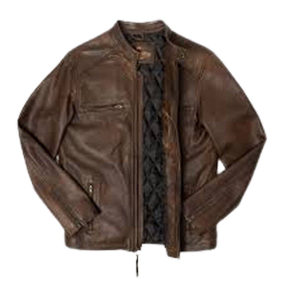 Textiles Fabrics Leather Jacket Black Jean Jacket Brown Coat Jacket with Zipper