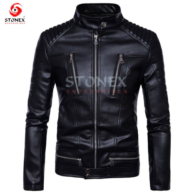 Mens Jackets Fashion Men Faux Leather Coat Zipper Overcoat Motor Jacket Motorcycle Bikers Top Clothing