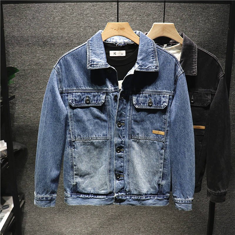 High quality new design men gradient turn-down cargo denim jacket