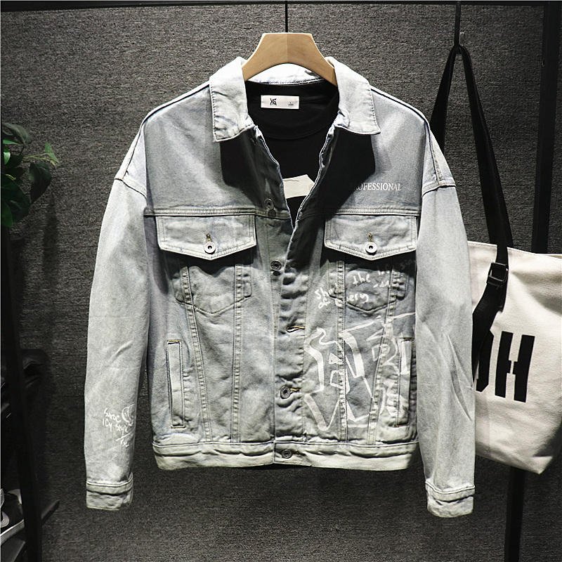 High quality new design men gradient turn-down cargo denim jacket