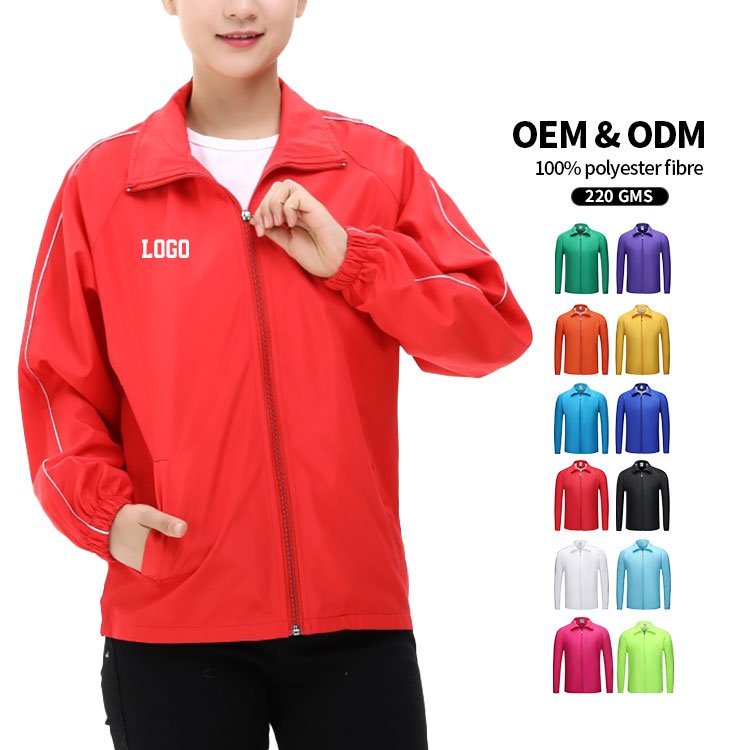 New fashion 100%polyester jackets men's windbreaker jackets for workers or volunteer zipper stand collar jackets