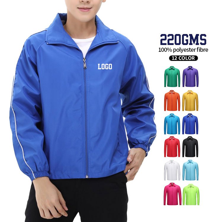 New fashion 100%polyester jackets men's windbreaker jackets for workers or volunteer zipper stand collar jackets