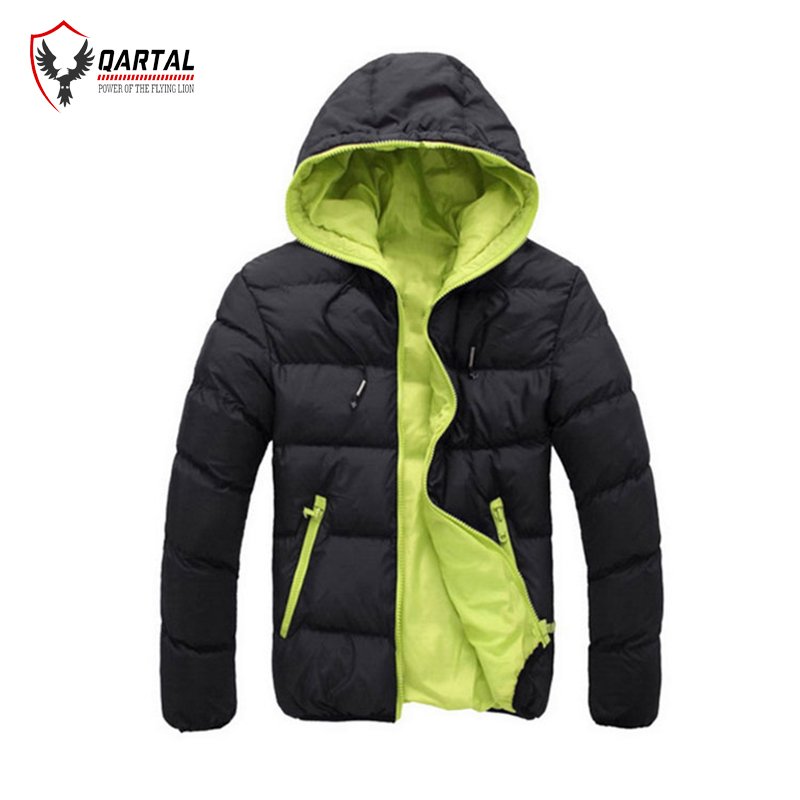 Men's Black Quilted Puffer Coat Quick Dry Warm Winter Outwear 100% Polyester down Jacket Overcoat with Regular Length