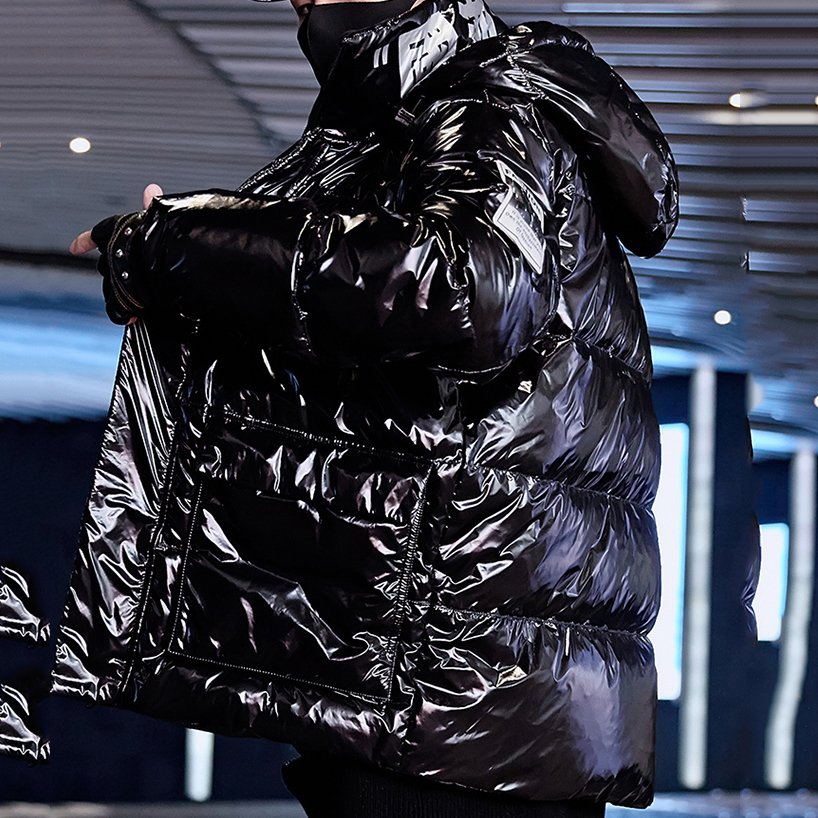 Fashion New Bright Leather Men Winter Puffer Jacket Casual Thicken Warm Down Outwear Waterproof Hooded Down Coat Men Clothing