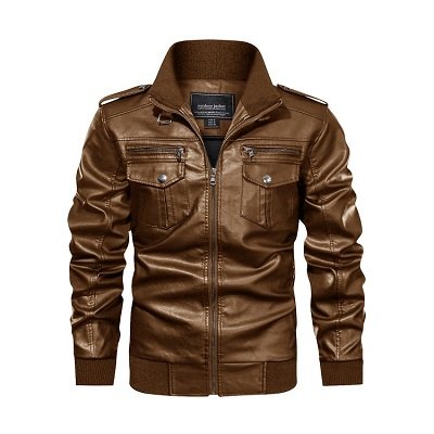 High Quality Custom Design Genuine Suede Bomber Zipper Pocket Men's Leather Jackets