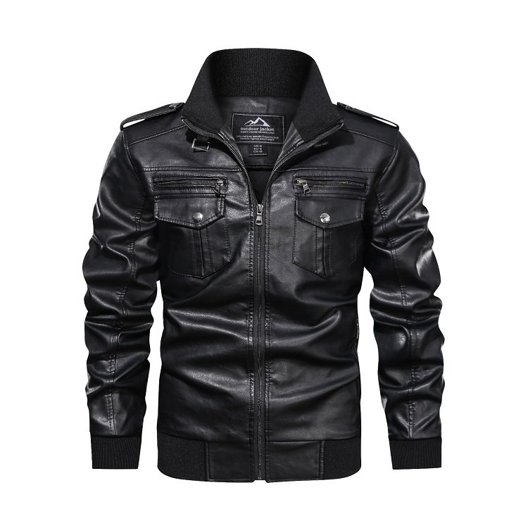 High Quality Custom Design Genuine Suede Bomber Zipper Pocket Men's Leather Jackets