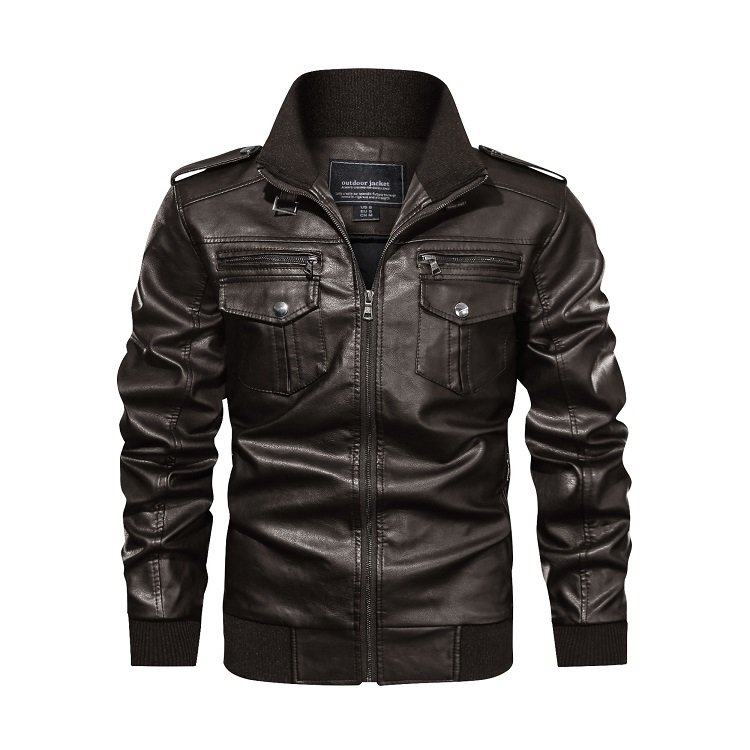 High Quality Custom Design Genuine Suede Bomber Zipper Pocket Men's Leather Jackets
