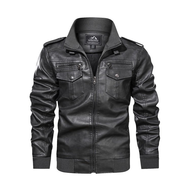 High Quality Custom Design Genuine Suede Bomber Zipper Pocket Men's Leather Jackets