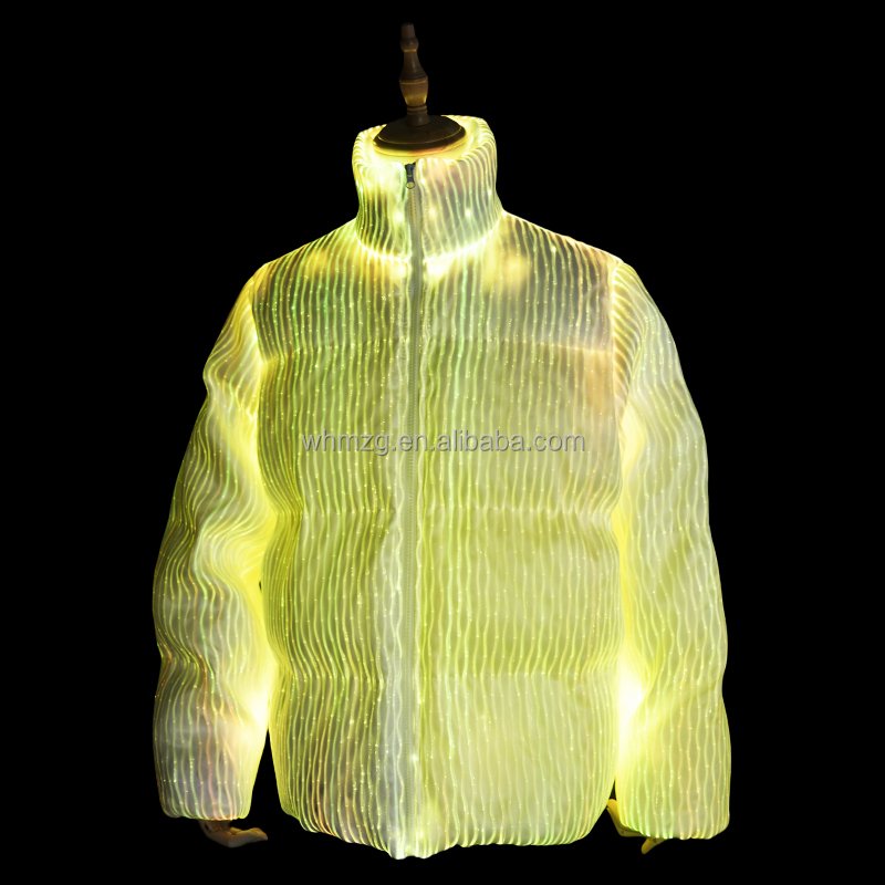 RGB Change 7 Color Men Led Clothes Luminous Clothes Down Coat Jacket Coat fiber optic clothing With APP or Controller