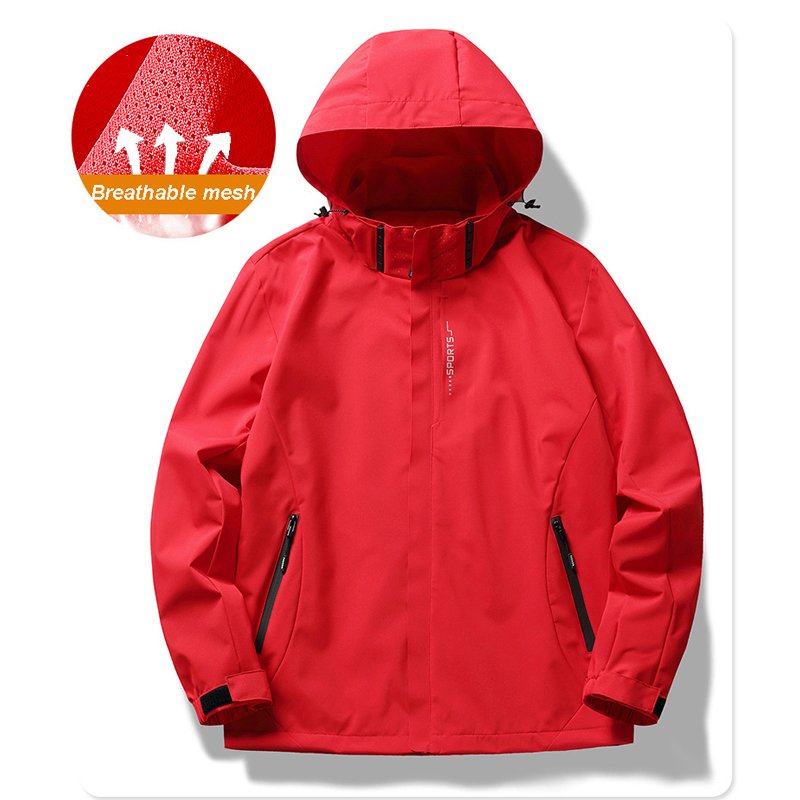 Wholesale Men's Custom Logo Hooded Windbreaker Jacket Windproof and Waterproof for Outdoor Camping Hiking Mountain Adventures