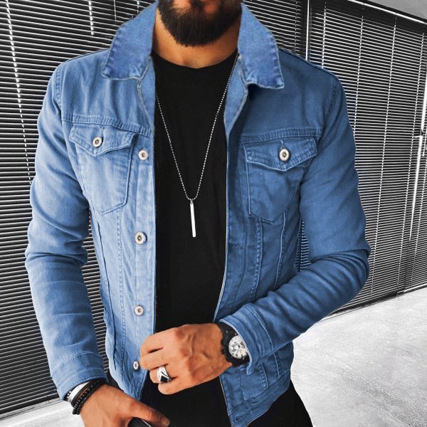 Fall 2022 Wholesale Vintage Men's Jackets Fashion Turn-down Collar Slim Denim Jeans Jacket