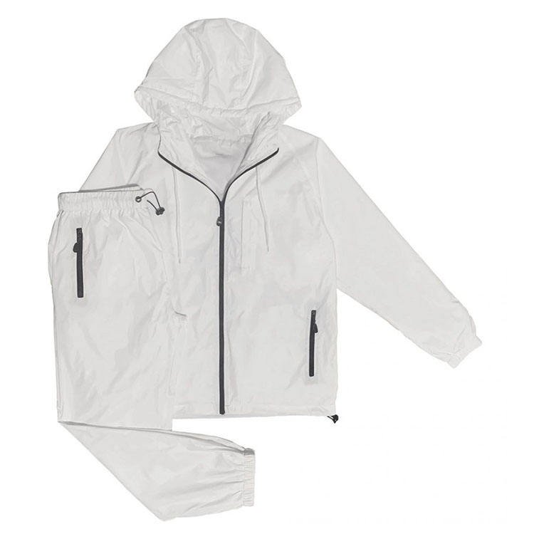 Men's Light Weight Nylon Windbreaker Fitted Tracksuit Polyamide Shell Sauna Gym Set with Mesh Lining Outside Hiking Wear