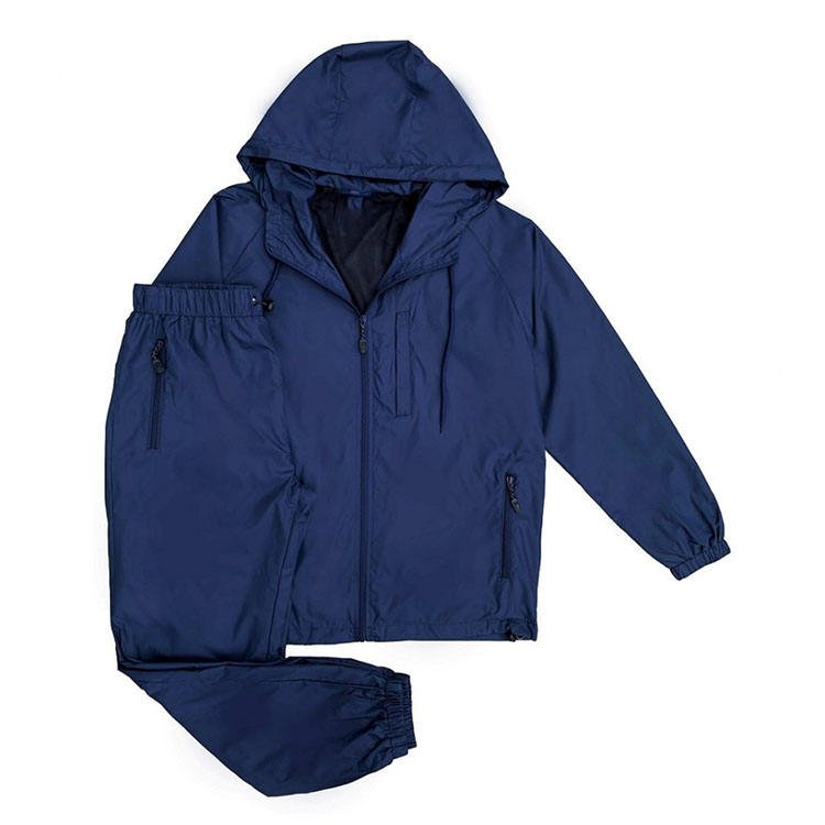 Men's Light Weight Nylon Windbreaker Fitted Tracksuit Polyamide Shell Sauna Gym Set with Mesh Lining Outside Hiking Wear