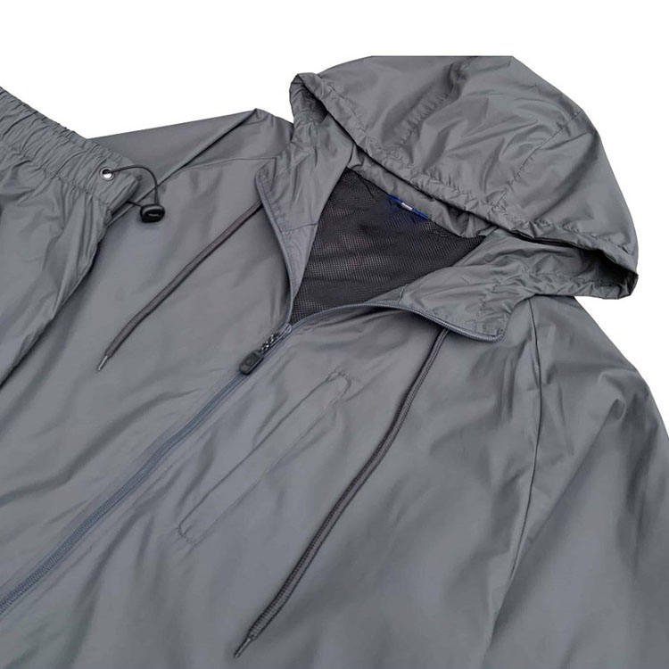 Men's Light Weight Nylon Windbreaker Fitted Tracksuit Polyamide Shell Sauna Gym Set with Mesh Lining Outside Hiking Wear