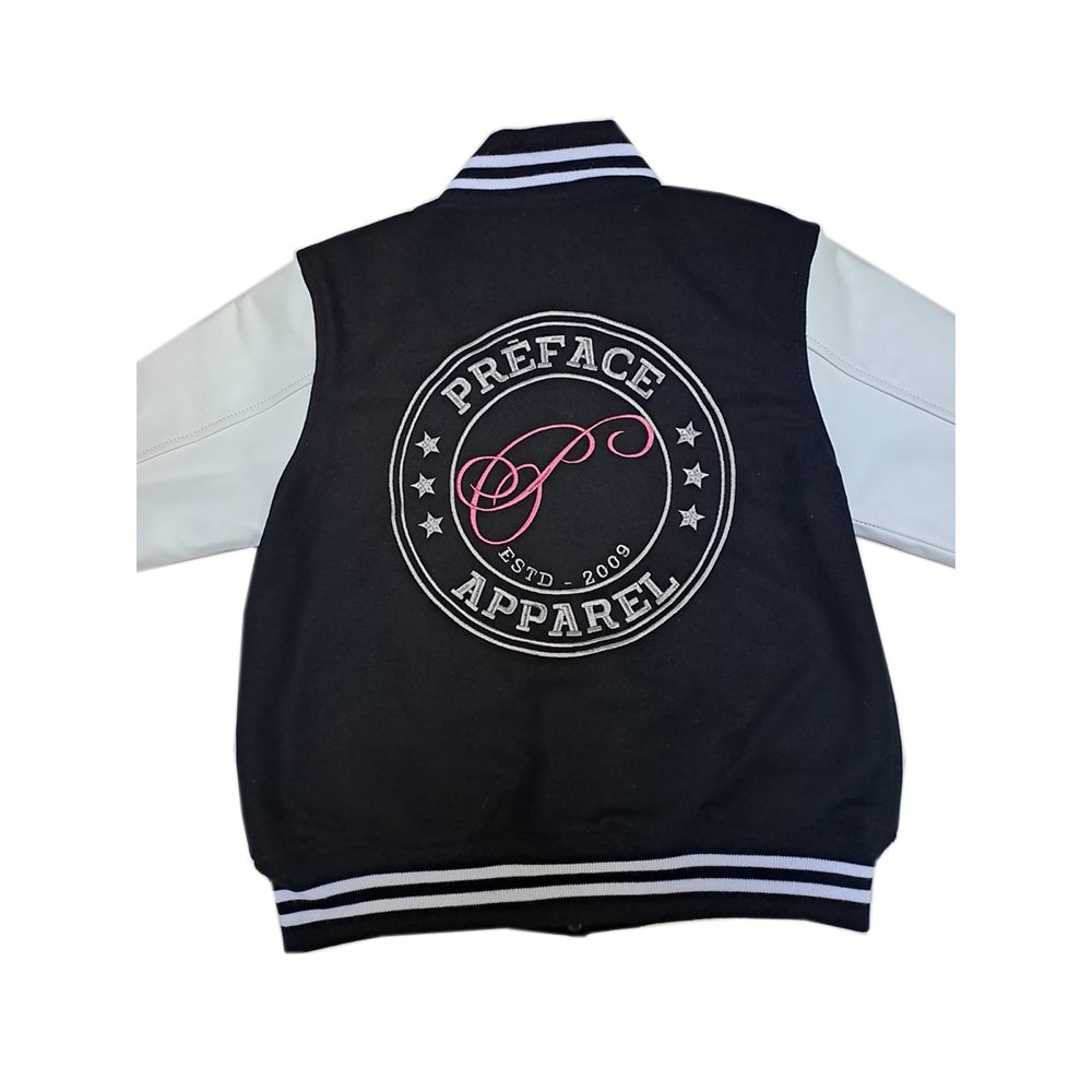 Good Quality Simple Full Black Varsity Jacket Men's Stylish Color Contrast Long Sleeves Simple Full Black Varsity Jacket