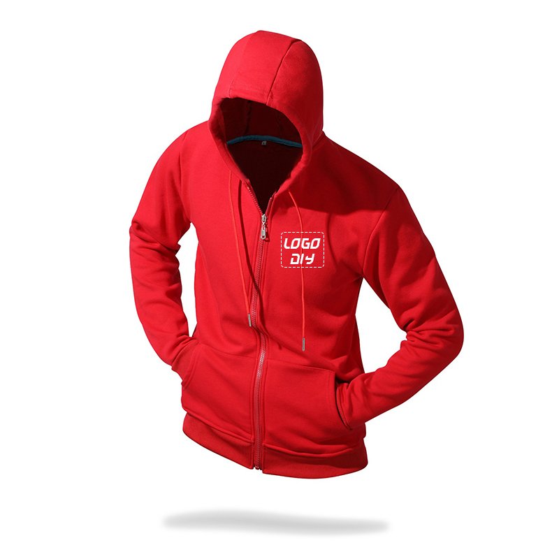 Warmth cotton fleece men's hoodies zipper hooded jackets with fleece hooded sweatshirts