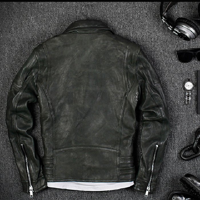 OEM Custom Classic Style Red Veg.Tanned Leather Biker Pilots Jacket Men