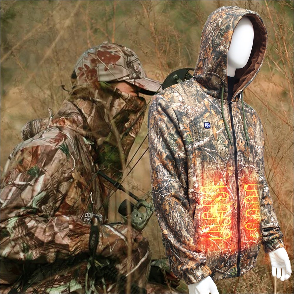 Hunting Heated Hoodies 5V Winter Heat Jacket Camouflage Outdoor Fishing Thick Adults Men Winter Products 2024 USB Heated Jacket