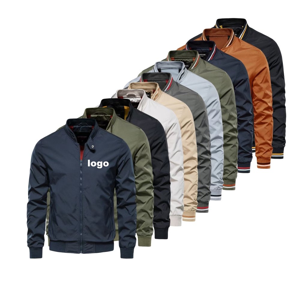 2024 fashion streetwear zip pocket bomber jacket men logo customize windbreaker men jacket high quality men's coats