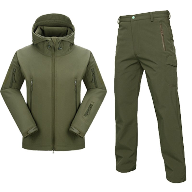 Tactical Combat Men's jacket Set Outdoor Soft Men's Autumn and Winter Fleece Warm Mountaineering Suit Tactical Set