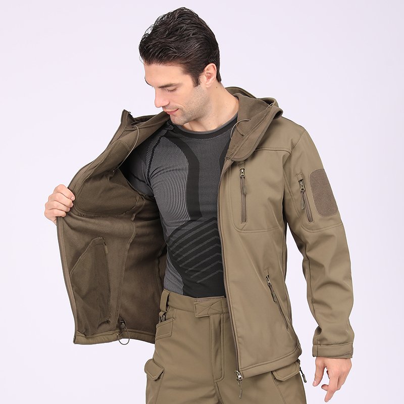 Tactical Combat Men's jacket Set Outdoor Soft Men's Autumn and Winter Fleece Warm Mountaineering Suit Tactical Set