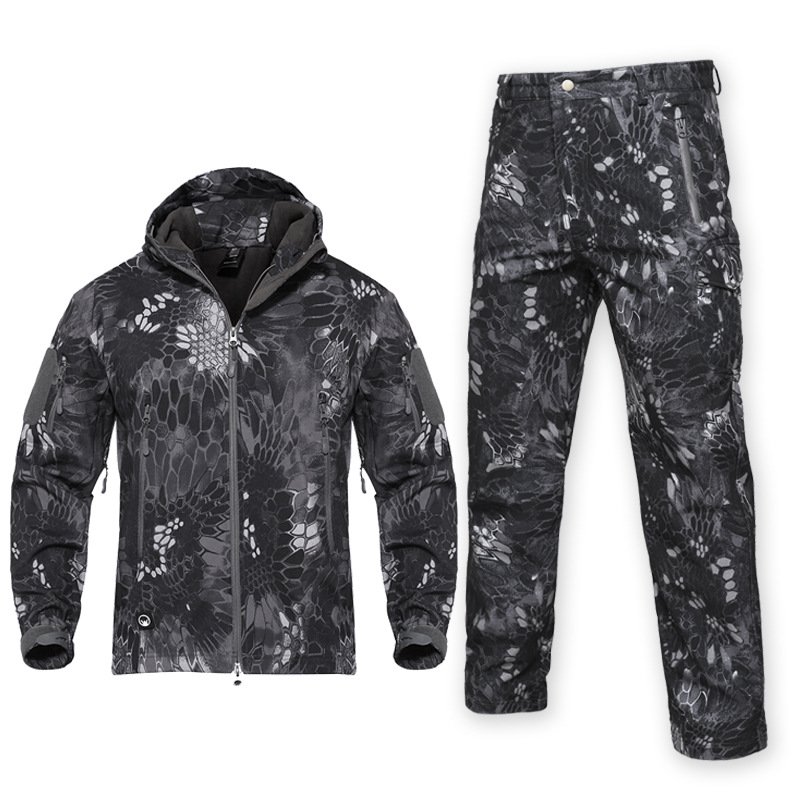 Tactical Combat Men's jacket Set Outdoor Soft Men's Autumn and Winter Fleece Warm Mountaineering Suit Tactical Set