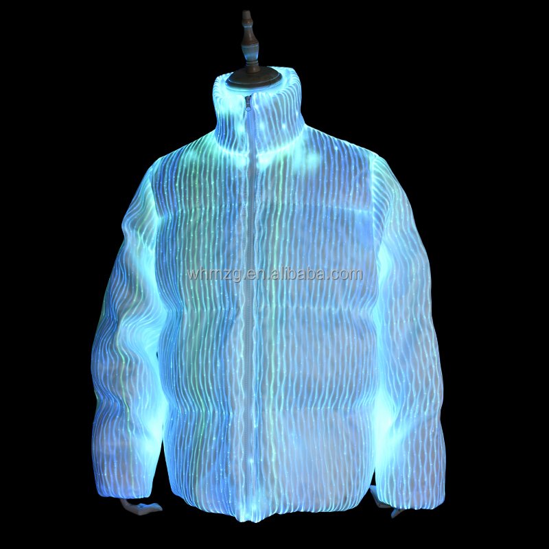 Factory Direct Sale Men's Down Coat Fiber Optic Hot Selling Glowing Clothes Colors Changeable for Party Performance Stage Outfit