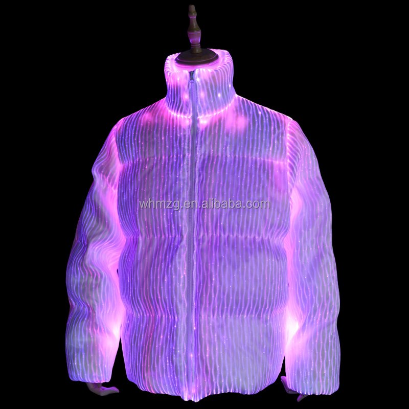 Factory Direct Sale Men's Down Coat Fiber Optic Hot Selling Glowing Clothes Colors Changeable for Party Performance Stage Outfit