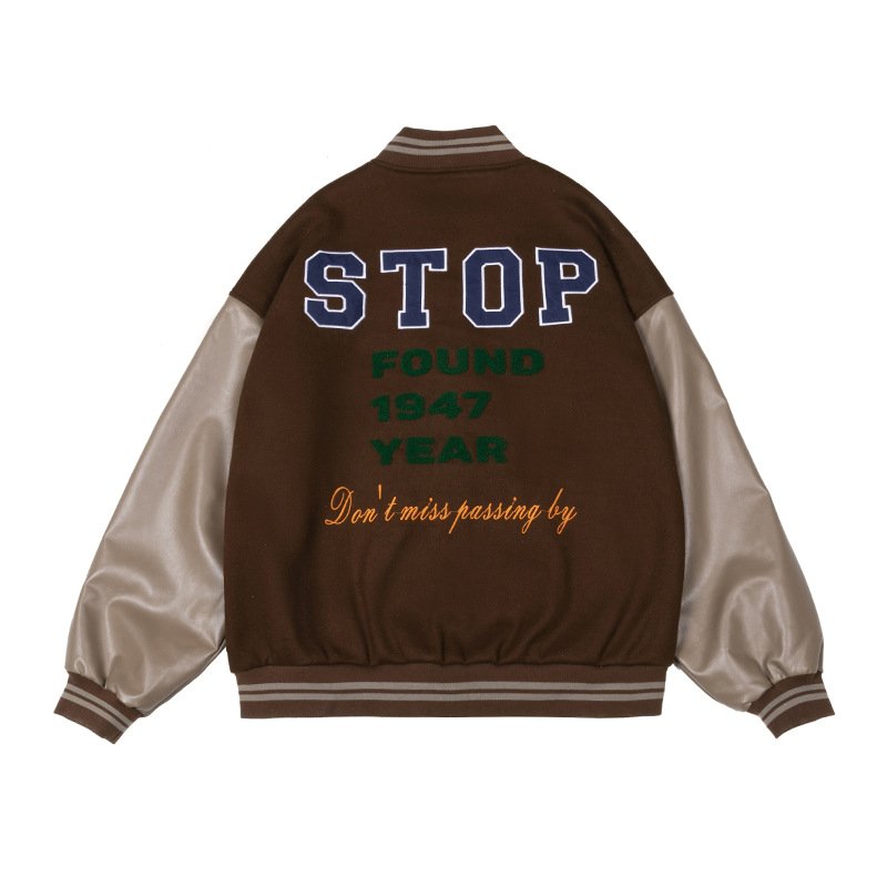 Men's Retro Loose Puffer Jacket American Ins New Baseball Style Couple's Outerwear