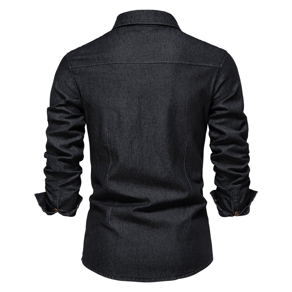 New Arrival Denim Long Sleeve Button Up Shirt Double Pockets Turn-Down Collar Casual Oversized Non-ironing Cowboy Shirt For Men