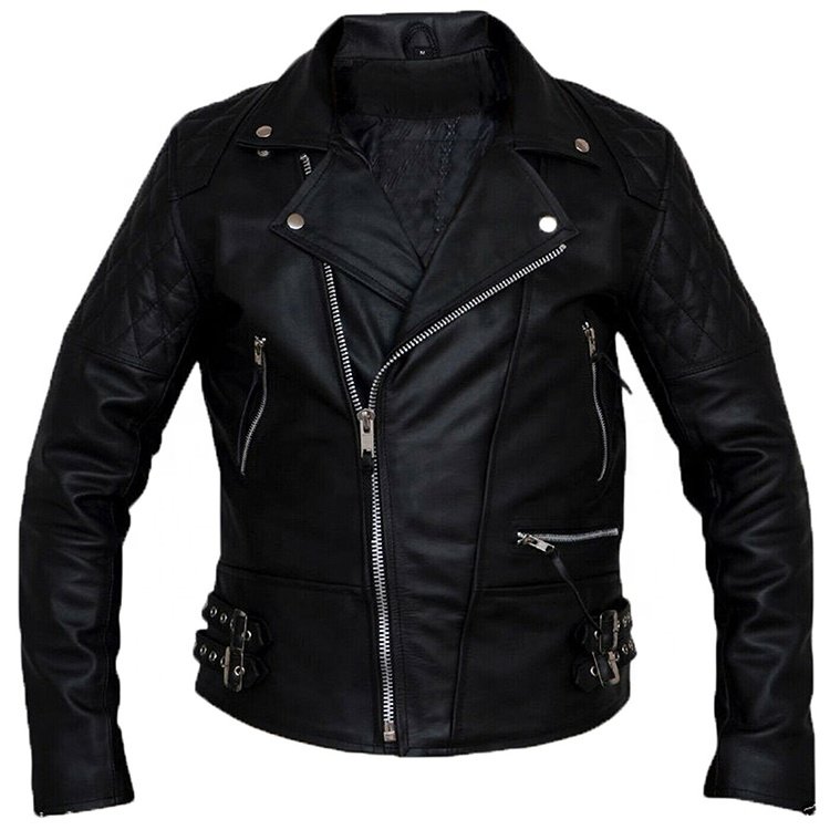 Wholesale Long Sleeve Black Motorcycle Mens Real Splicing Genuine Leather Jacket Mens