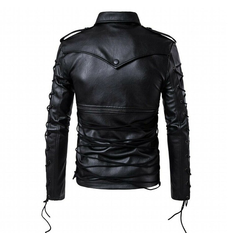 Wholesale Long Sleeve Black Motorcycle Mens Real Splicing Genuine Leather Jacket Mens