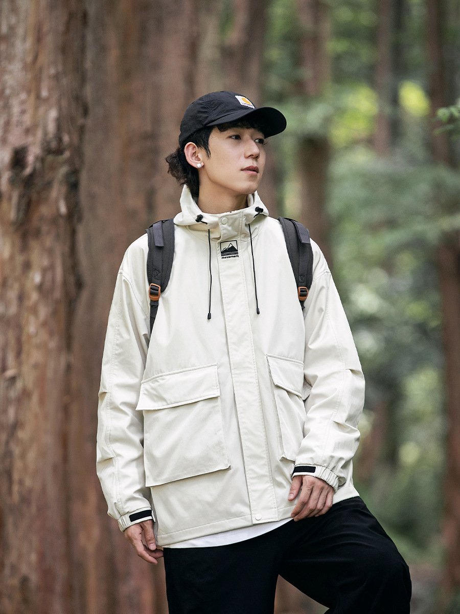Men's Waterproof Windproof Canvas Jacket-Sporty Assault Suit Mountain Climbing Spring/ Autumn Workwear Zipper Closure Men Women
