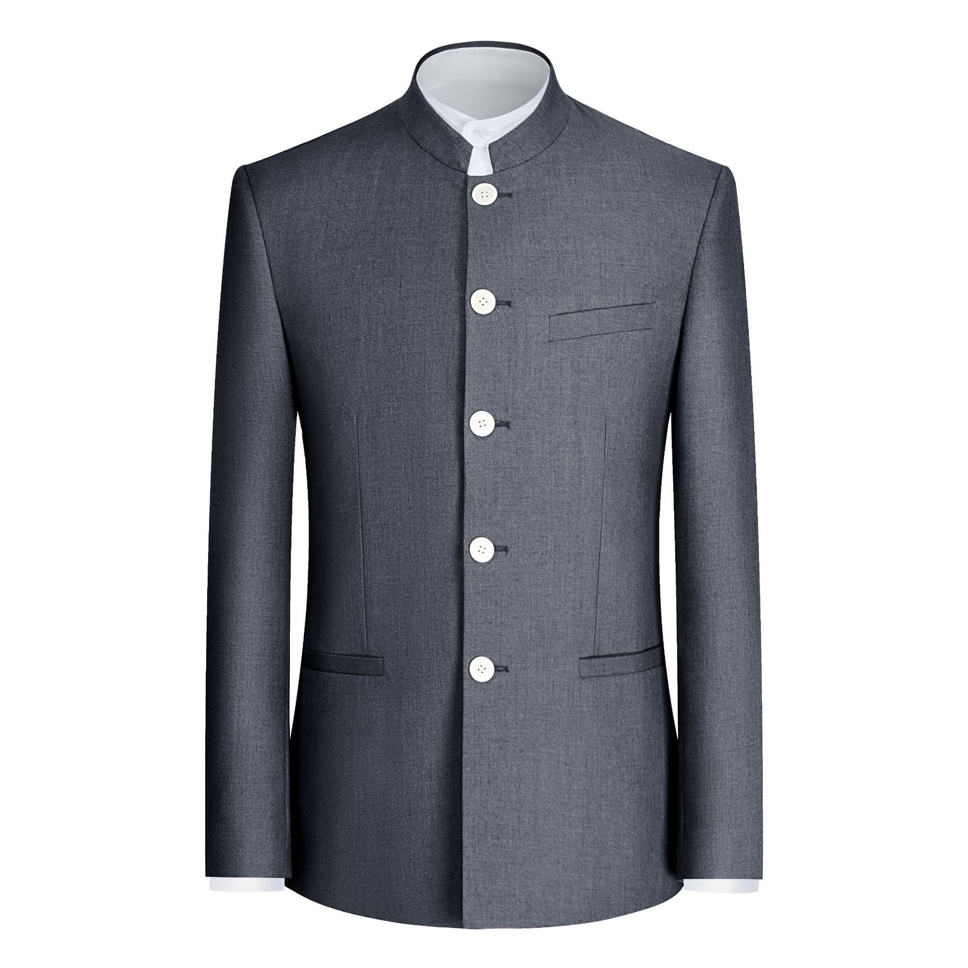S-4XL suit men's slim fitting Chinese bridegroom dress Chinese stand collar suit Chinese style 2-piece casual suit