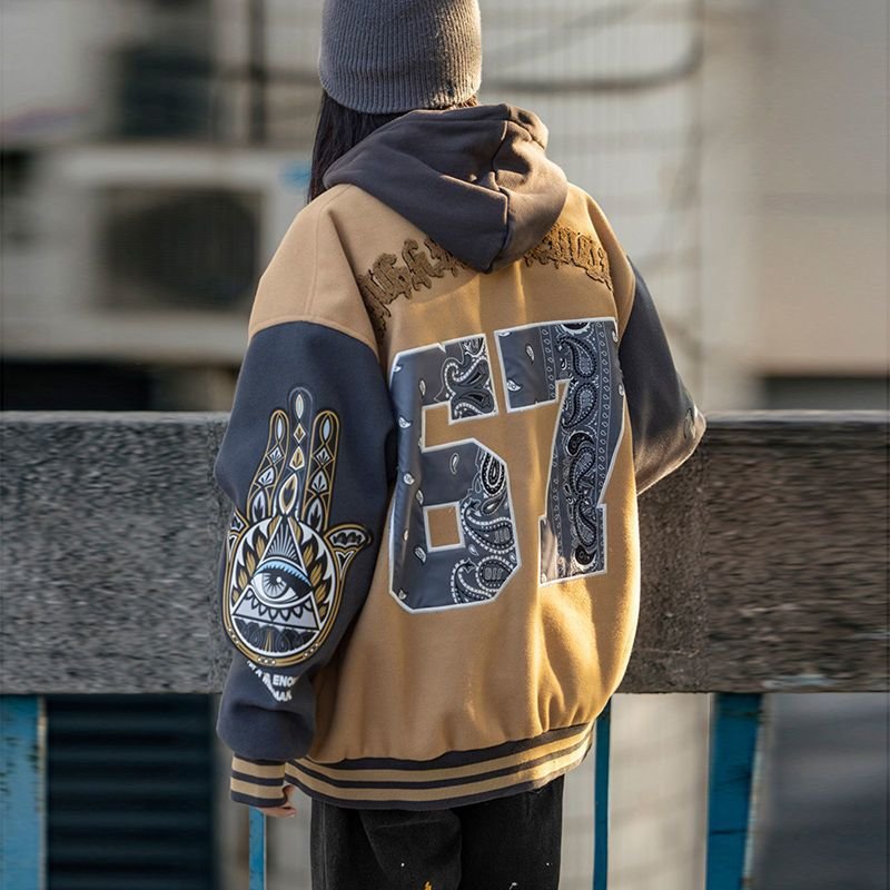 Unisex Men's Plus Size Fashion Varsity Jacket Colorblock Towel Applaique Embroidered Baseball Racing Bomber Winter Letterman