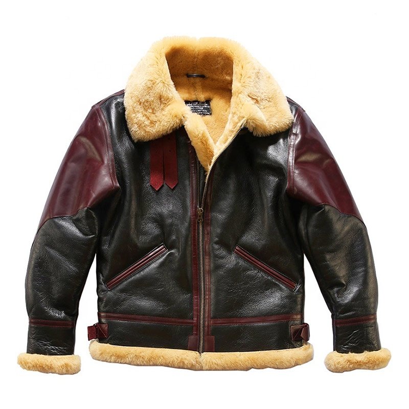Custom Winter Top Quality B3 Bomober Fur Unisex Genuine leather Jacket Shearling Sheepskin Clothings Jackets
