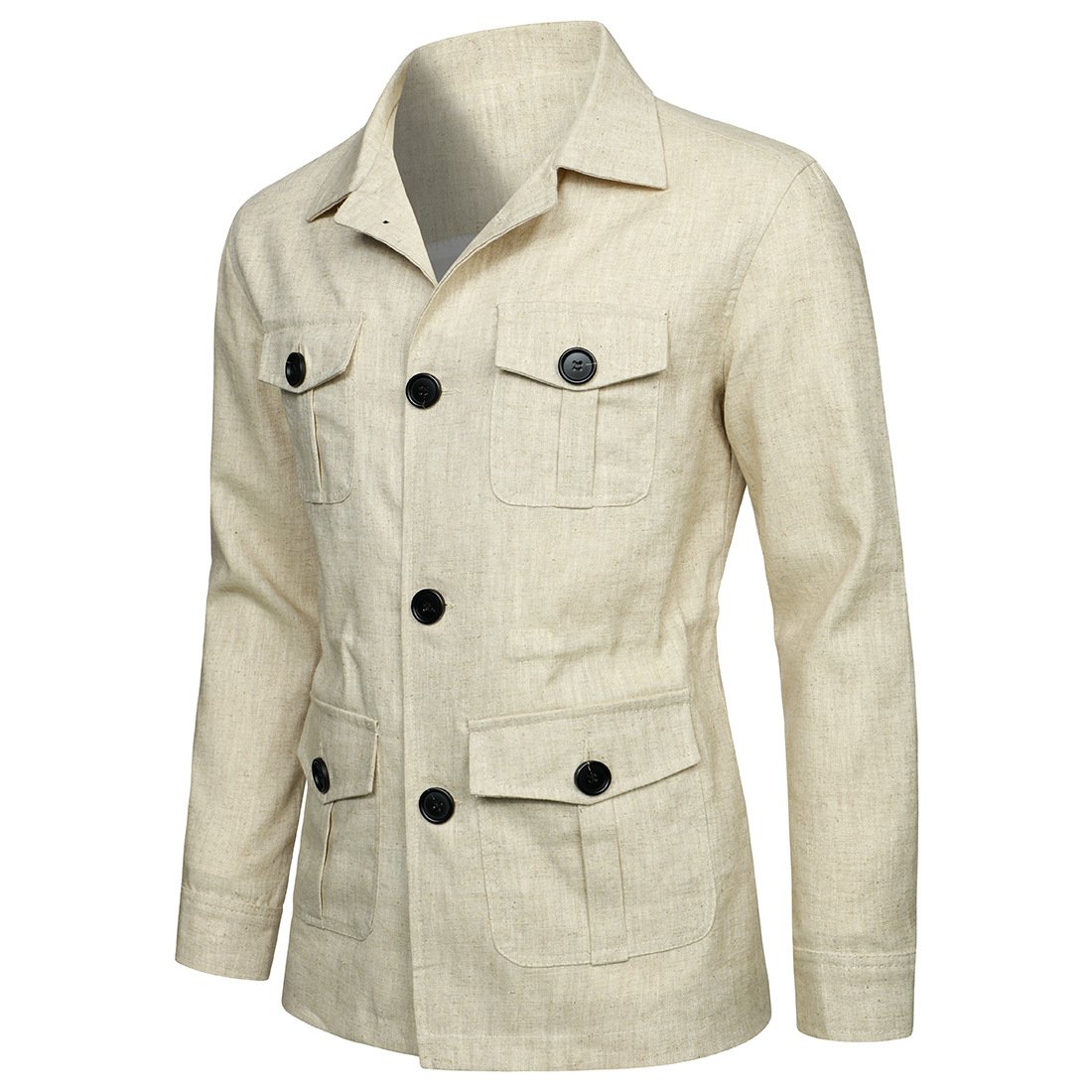 Liu Ming Hot Selling Wholesale Autumn Winter Men Plus Size Multi Pockets Outdoor Streetwear Cotton Linen Cargo Jackets