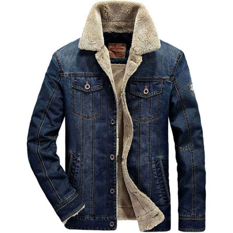 Custom Logo Winter Denim Mens Fleece Coat Leader Plus Size Men's Jackets