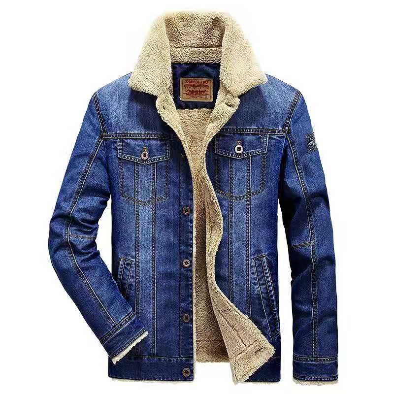 Custom Logo Winter Denim Mens Fleece Coat Leader Plus Size Men's Jackets