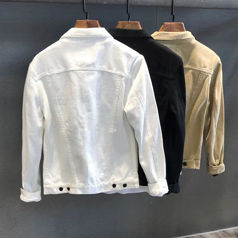 Wholesale slim white denim jacket men's clothing jacket korean fashion casual denim coat men