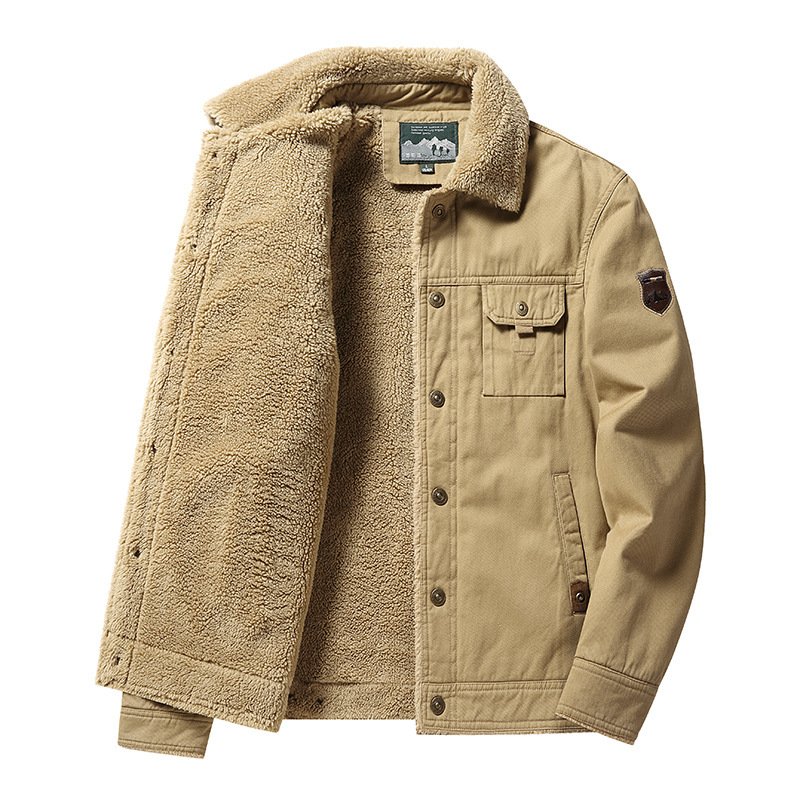 ANSZKTN Men's winter coat with velvet and thick casual warm spring and autumn jacket