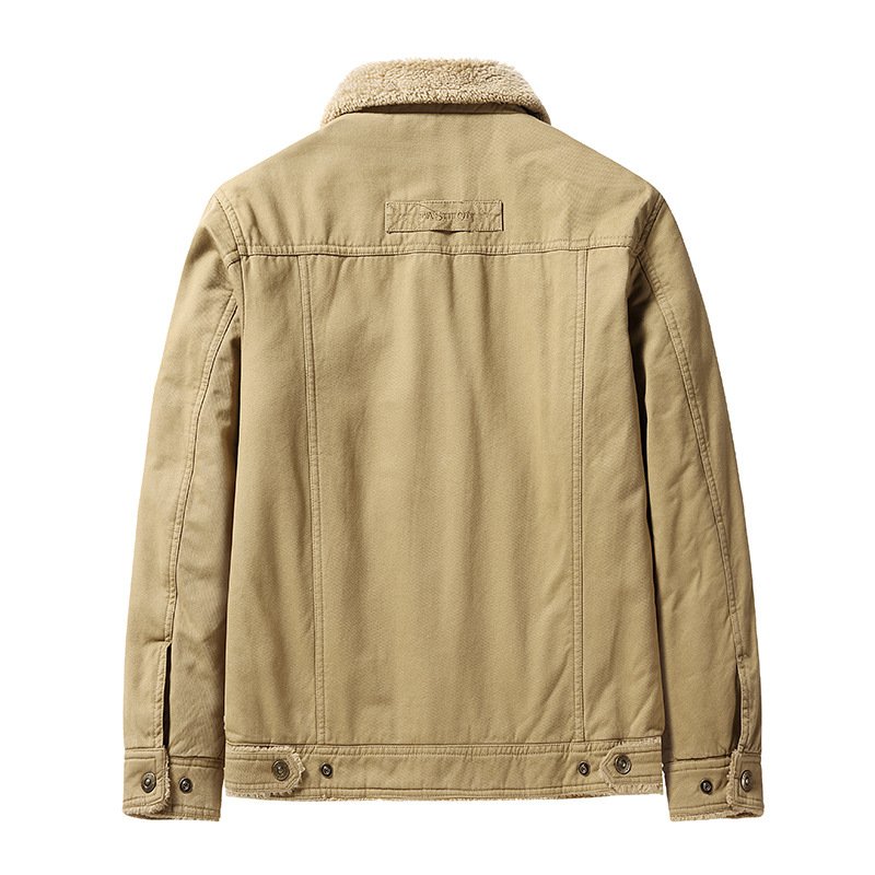 ANSZKTN Men's winter coat with velvet and thick casual warm spring and autumn jacket