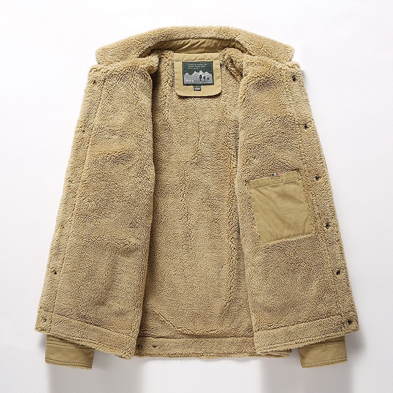 ANSZKTN Men's winter coat with velvet and thick casual warm spring and autumn jacket