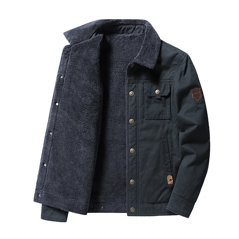 ANSZKTN Men's winter coat with velvet and thick casual warm spring and autumn jacket